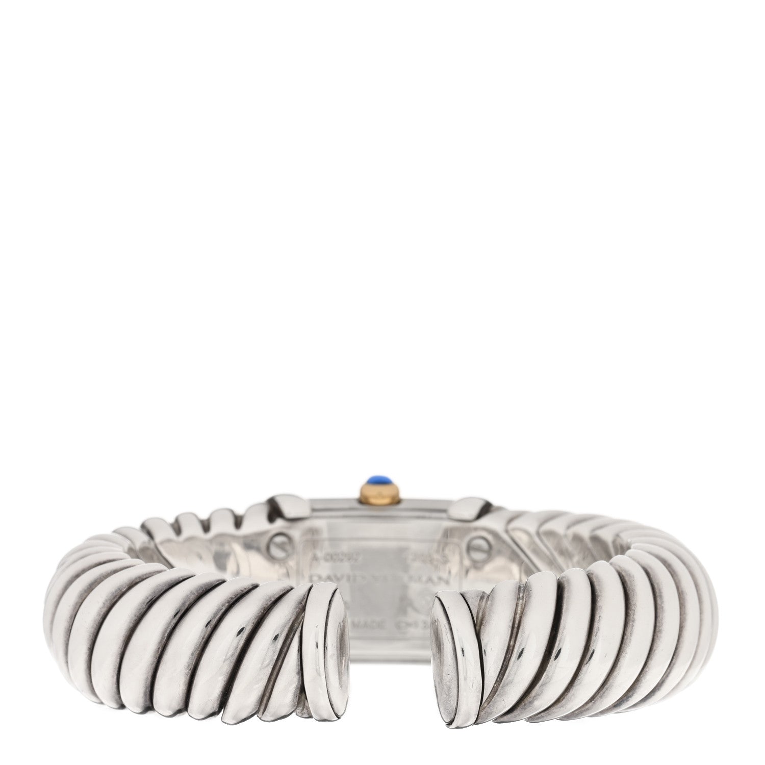 David Yurman Sterling Silver 18K Yellow Gold Diamond Mother of Pearl 19mm Waverly Quartz Watch 3 of 6