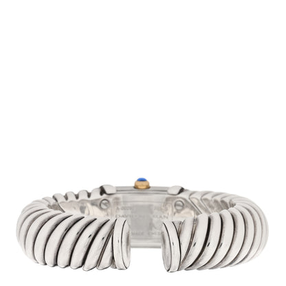 David Yurman Sterling Silver 18K Yellow Gold Diamond Mother of Pearl 19mm Waverly Quartz Watch 3 of 6