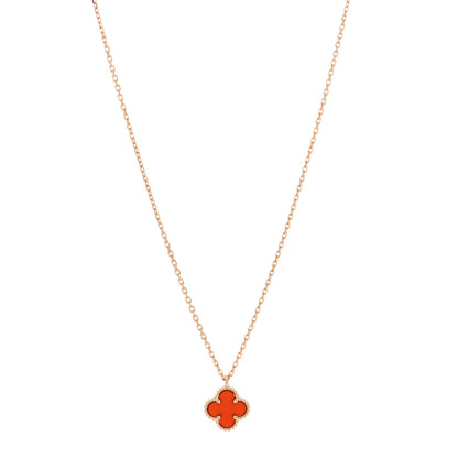 Van Cleef & Arpels 18K Rose Gold Carnelian Sweet Alhambra Pendant Necklace 1 of 5