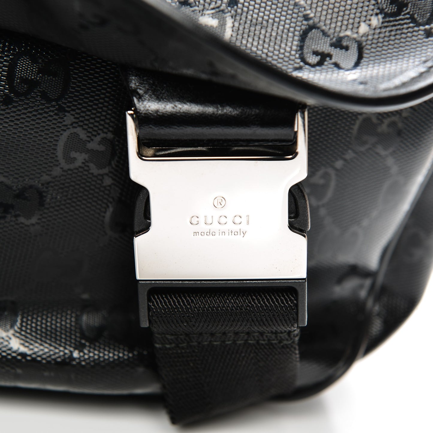 Imprime Monogram Medium Web 500 by Gucci Double Buckle Flap Messenger Bag Black