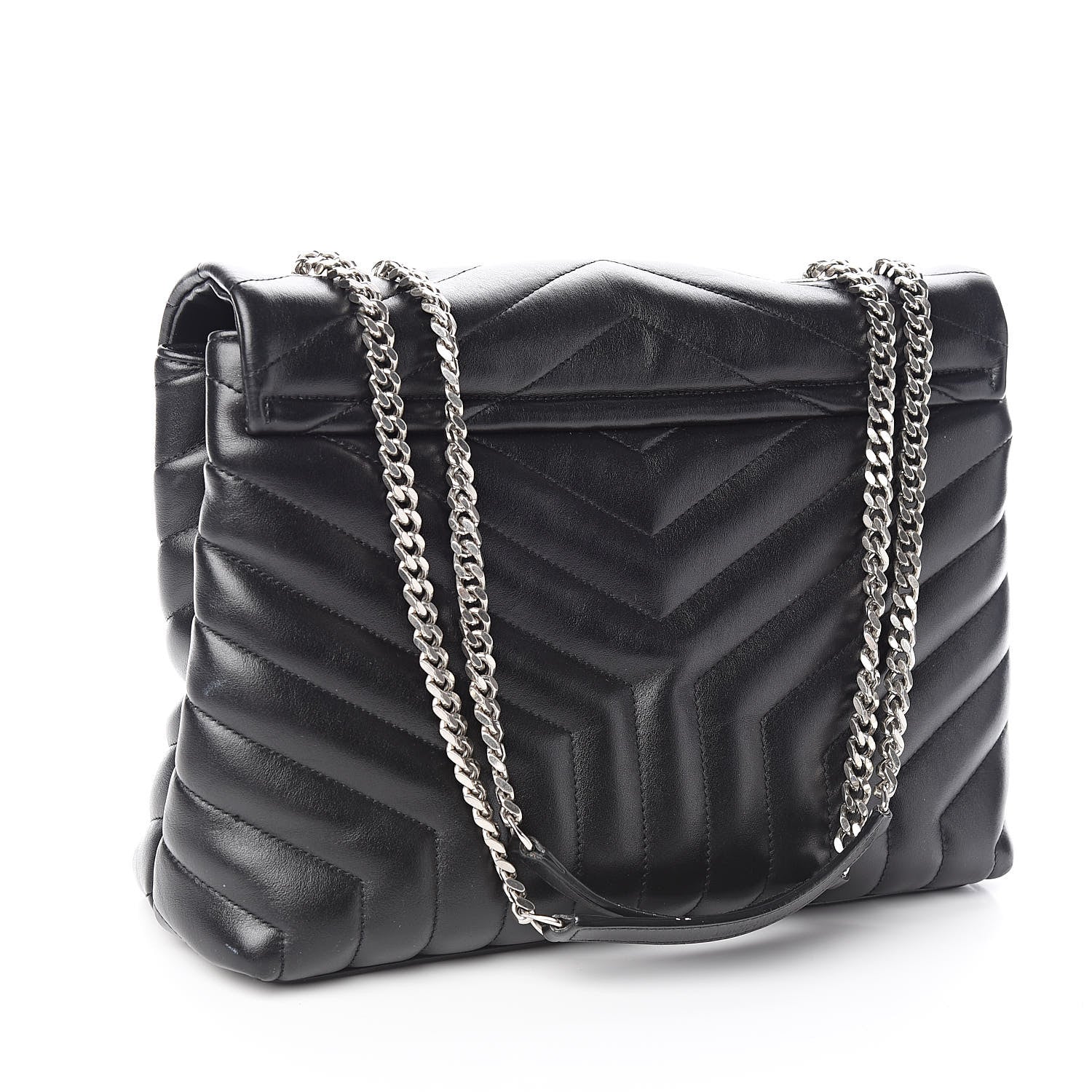 Saint Laurent Calfskin Y Quilted Monogram Medium Loulou Chain Satchel Black 3 of 12