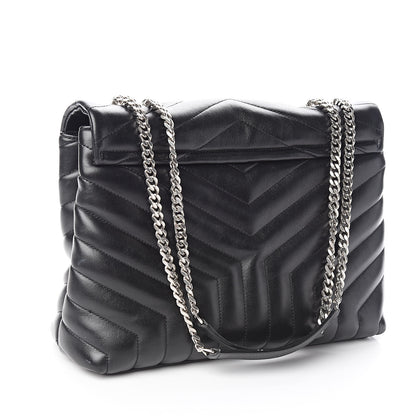 Saint Laurent Calfskin Y Quilted Monogram Medium Loulou Chain Satchel Black 3 of 12