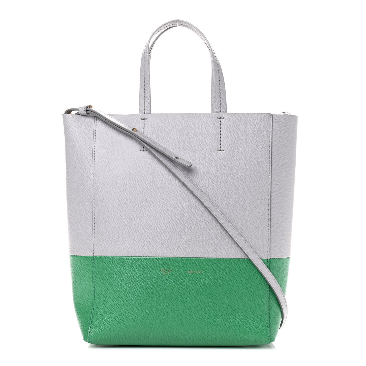 Grained Calfskin Small Vertical Bi-Cabas Mineral Mint