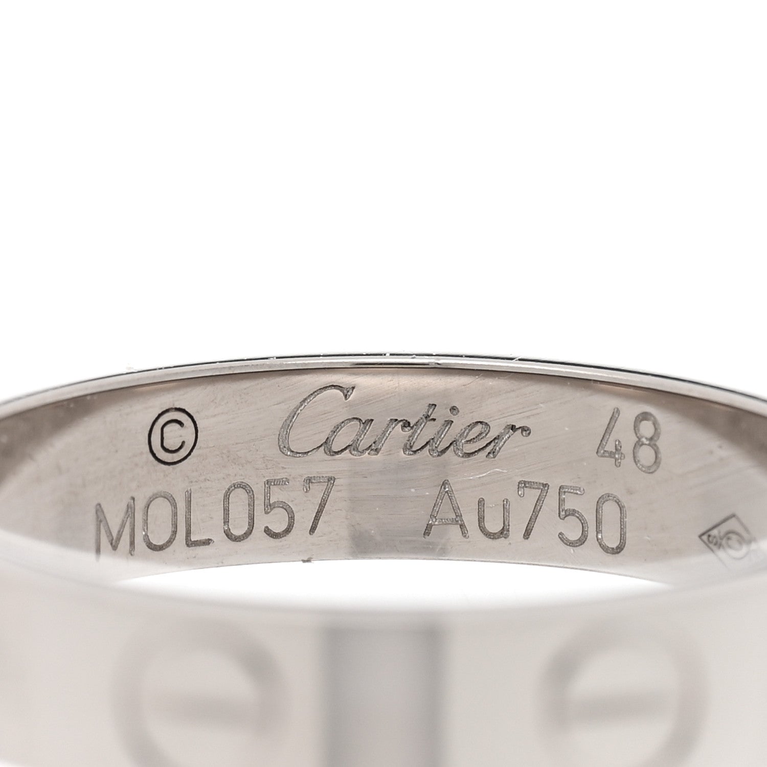 Cartier 18K White Gold 3.5mm LOVE Wedding Band Ring 48 4.5 4 of 5