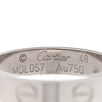 Cartier 18K White Gold 3.5mm LOVE Wedding Band Ring 48 4.5 4 of 5