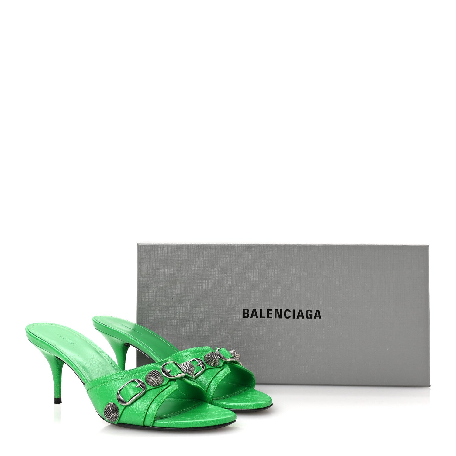 Balenciaga Agneau Arena Cagole 50mm Slide Sandals 37 Vivid Green 9 of 9
