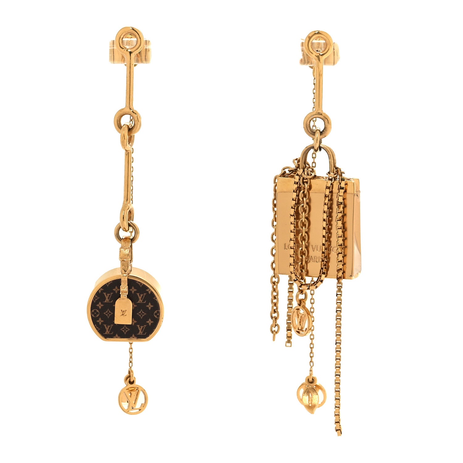 Louis Vuitton Monogram Mini Mismatched Earrings Gold 1 of 6