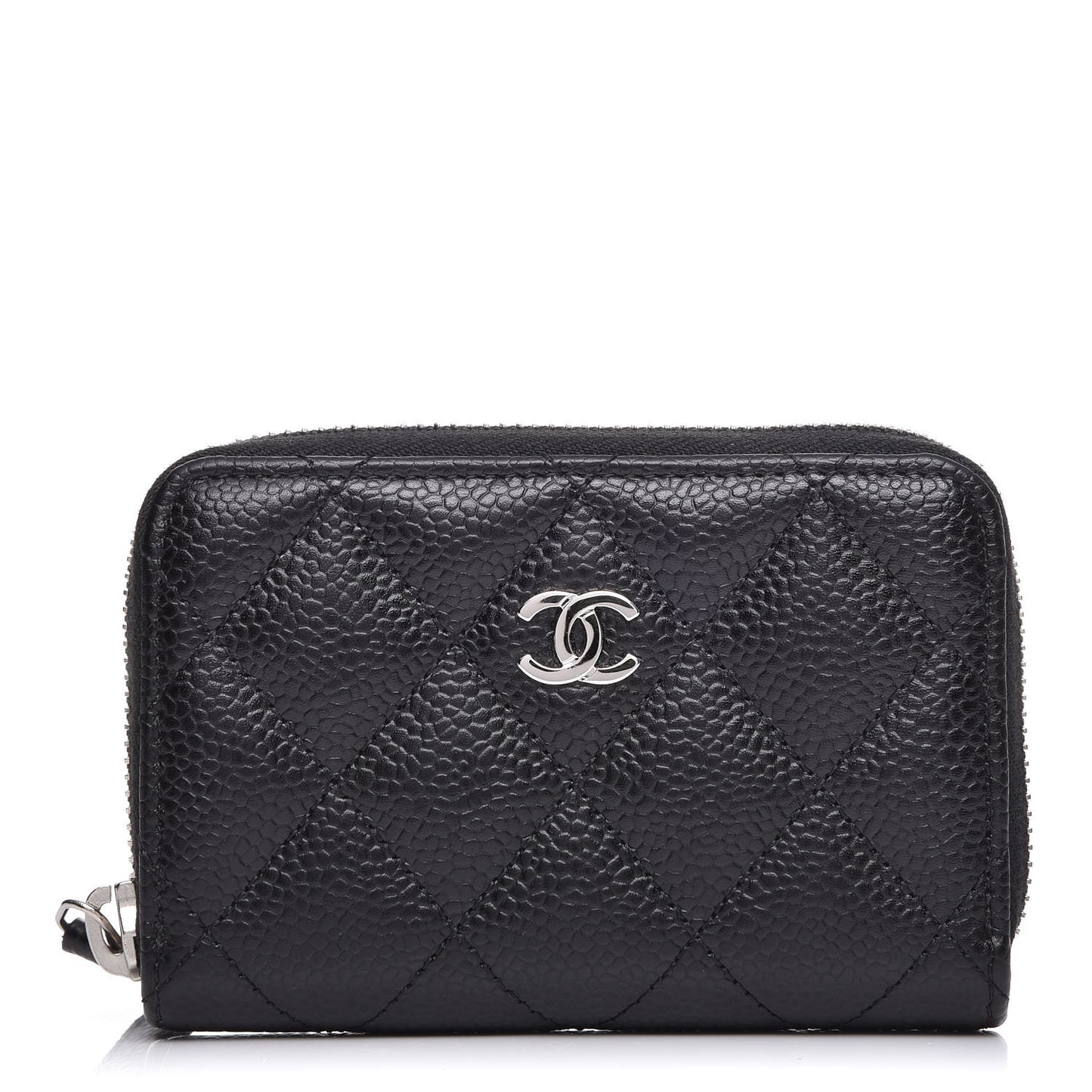 Caviar Quilted Zip Coin Purse Black