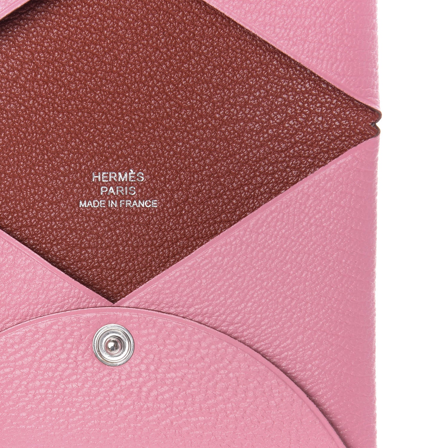 Hermes Chevre Verso Calvi Card Case Rose Confetti Brique 6 of 7