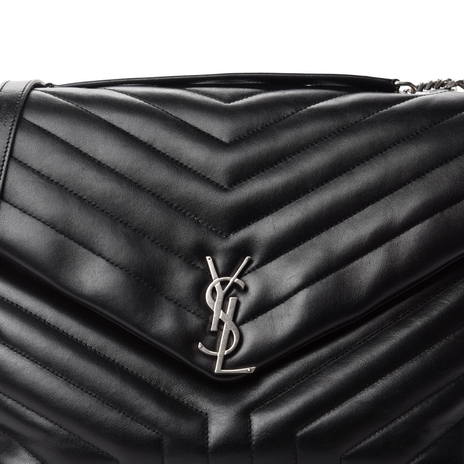 Saint Laurent Calfskin Y Quilted Monogram Large Loulou Chain Satchel Black 12 of 12