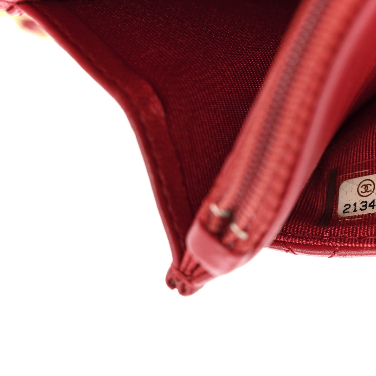Lambskin Quilted Wallet On Chain WOC Red
