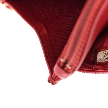 Chanel Lambskin Quilted Wallet On Chain WOC Red 7 of 12