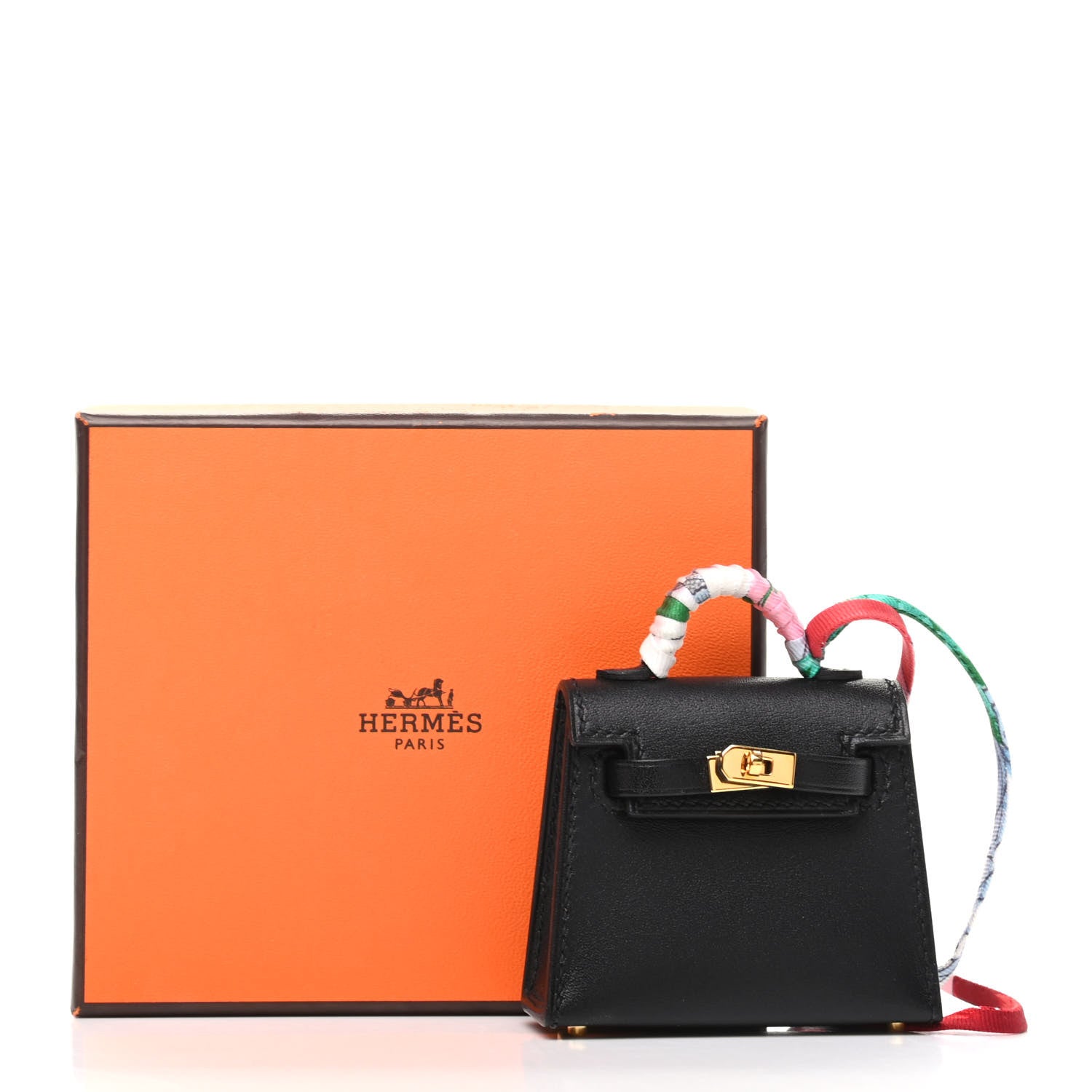 Hermes Tadelakt Mini Kelly Twilly Bag Charm Black 6 of 6