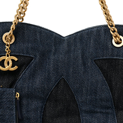 Chanel Denim Large Two Tone CC Shopping Tote Blue 9 of 14