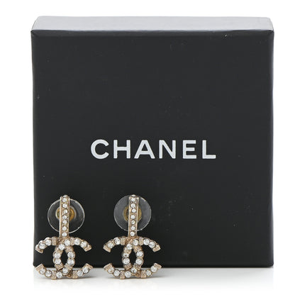 Chanel Crystal CC Hoop Drop Earrings Gold 5 of 5