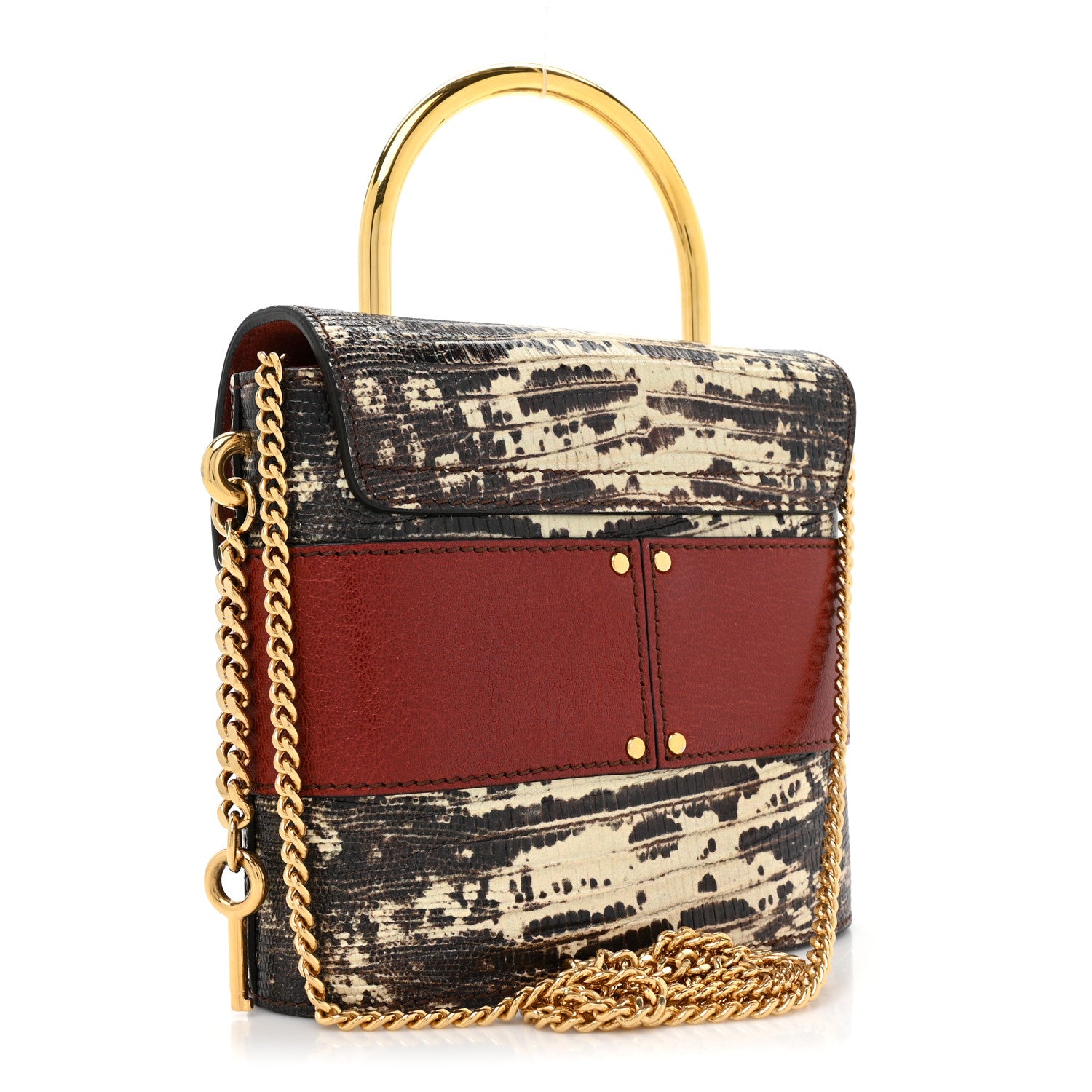Chloe Calfskin Lizard Embossed Small Aby Lock Sepia Brown 2 of 10
