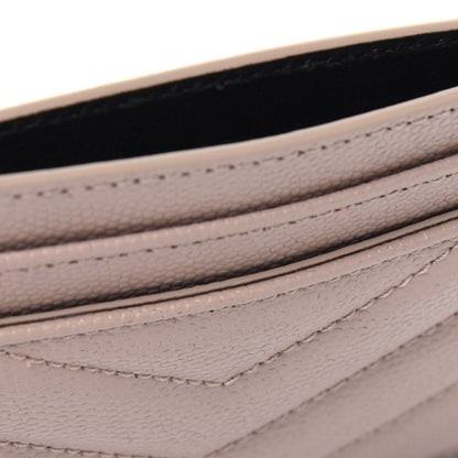 Saint Laurent Grain De Poudre Matelasse Chevron Monogram Credit Card Case Dark Beige 8 of 10