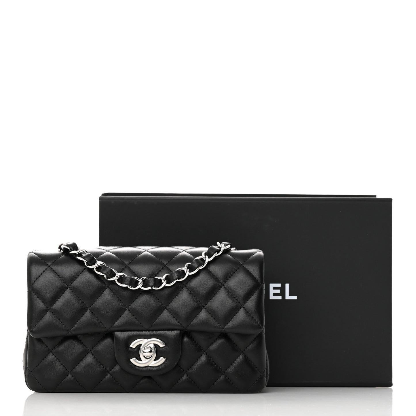 Lambskin Quilted Mini Rectangular Flap Black