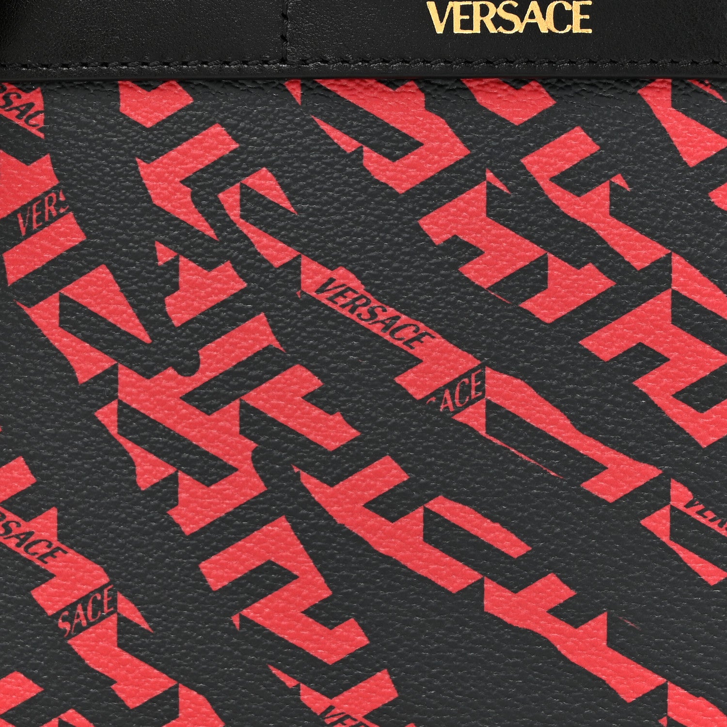 Versace Coated Canvas Large La Greca Signature Pouch Red Black 7 of 10