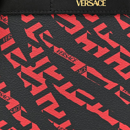 Versace Coated Canvas Large La Greca Signature Pouch Red Black 7 of 10