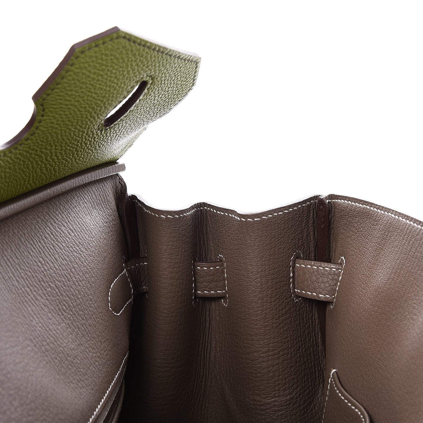Togo Bi Color Horseshoe Birkin 35 Vert Anis Etoupe
