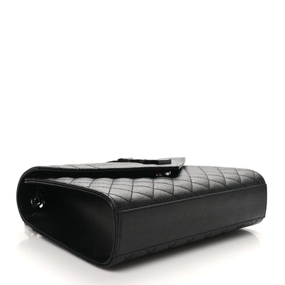 Saint Laurent Grain De Poudre Textured Mixed Matelasse Triquilt Medium Monogram Monochrome Satchel Black 4 of 10