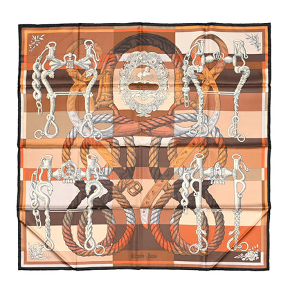 Hermes Silk Double Face Della Cavalleria Fine Scarf 90 Marron Beige Caramel 1 of 5