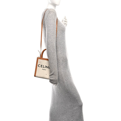 Celine Canvas Calfskin Mini Vertical Cabas Natural Tan 2 of 10