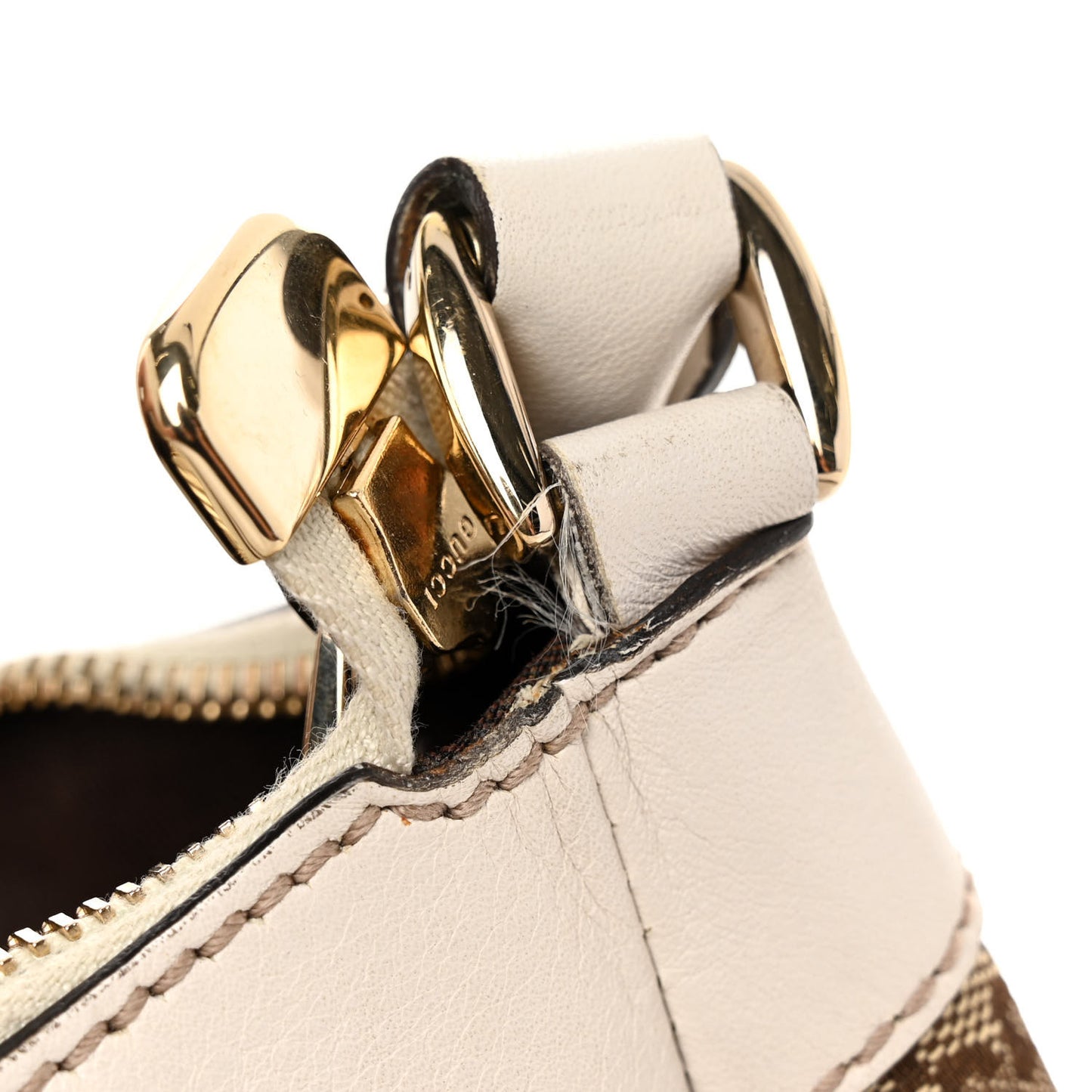 Monogram Medium D Gold Ring Hobo White