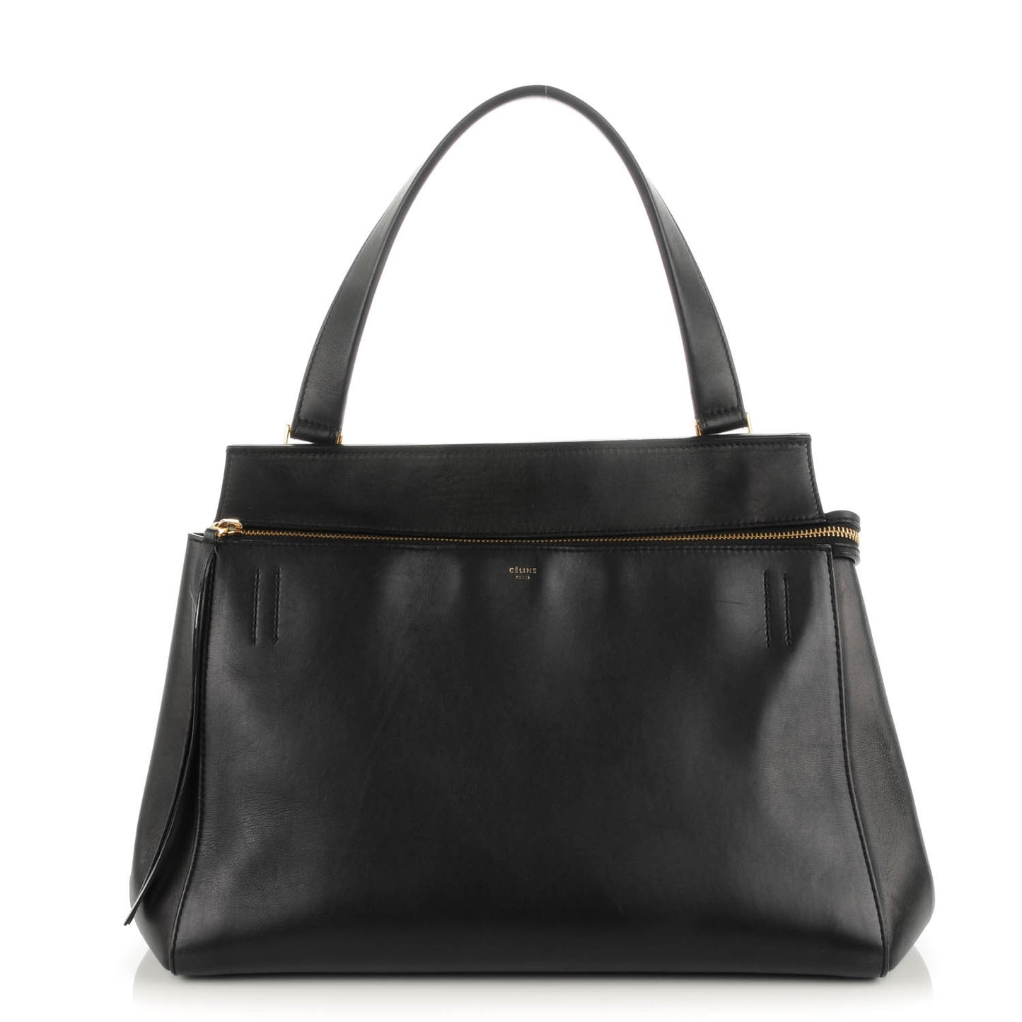 Smooth Calfskin Medium Bi-Color Edge Shoulder Bag Black Navy