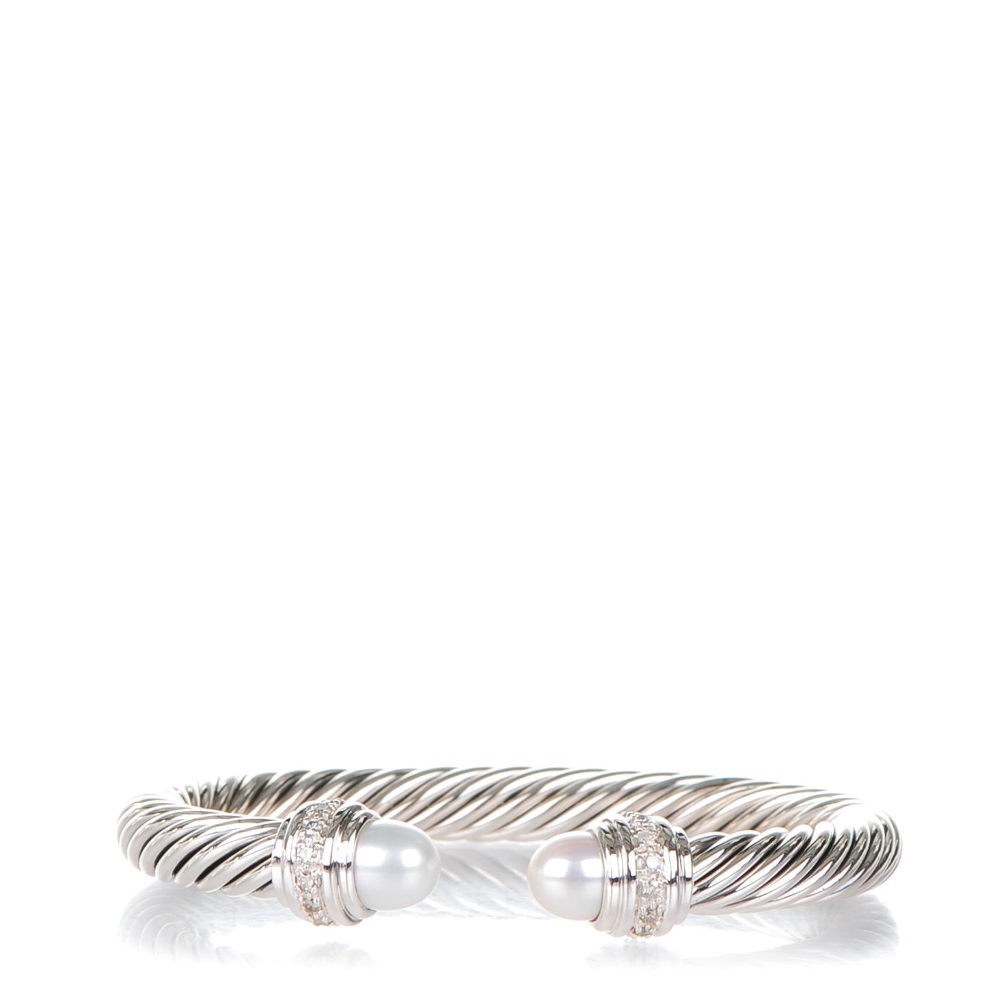 Sterling Silver Diamond Pearl 7mm Cable Classics Bracelet