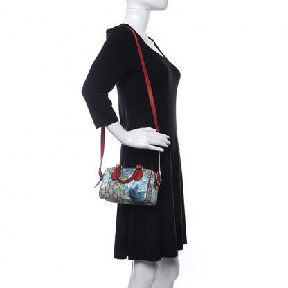 Gucci GG Supreme Monogram Blooms Mini Boston Navy Blue Hibiscus 2 of 10