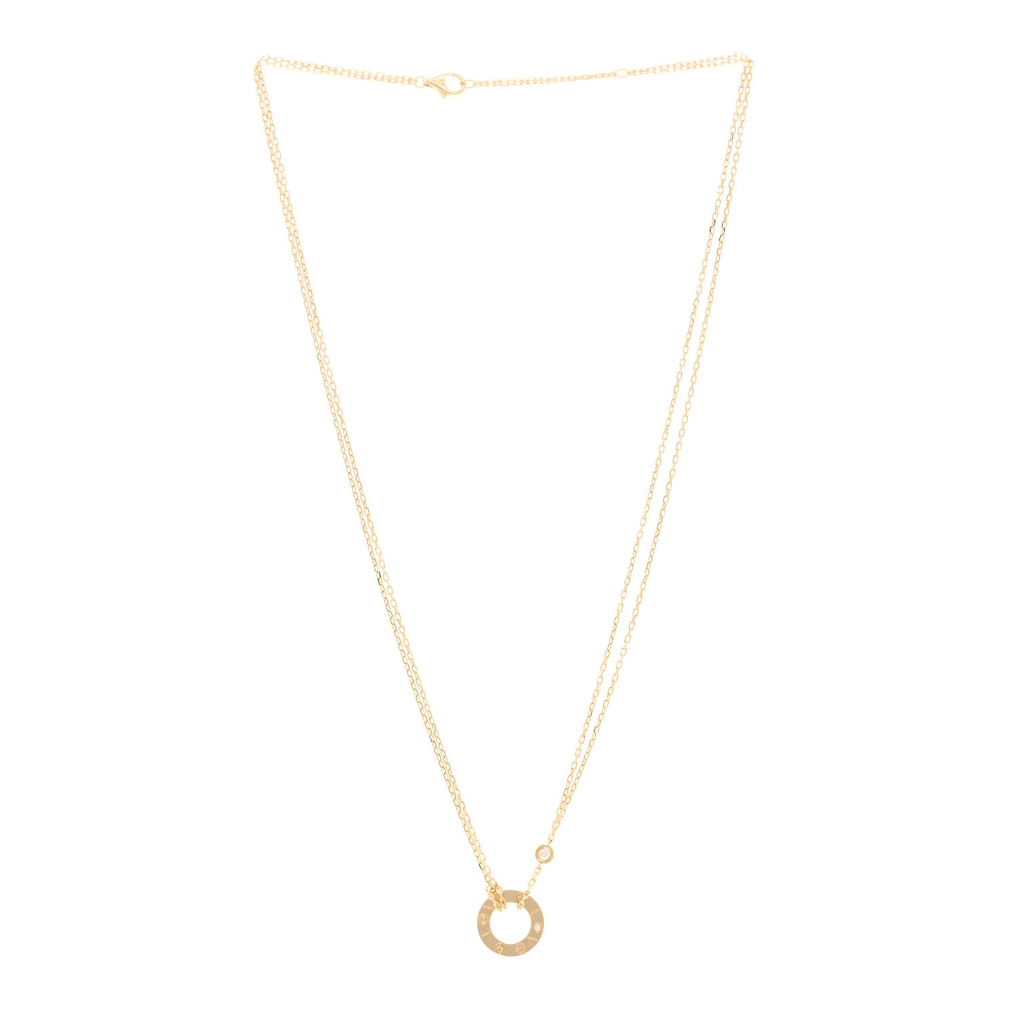 18K Yellow Gold 2 Diamond LOVE Necklace
