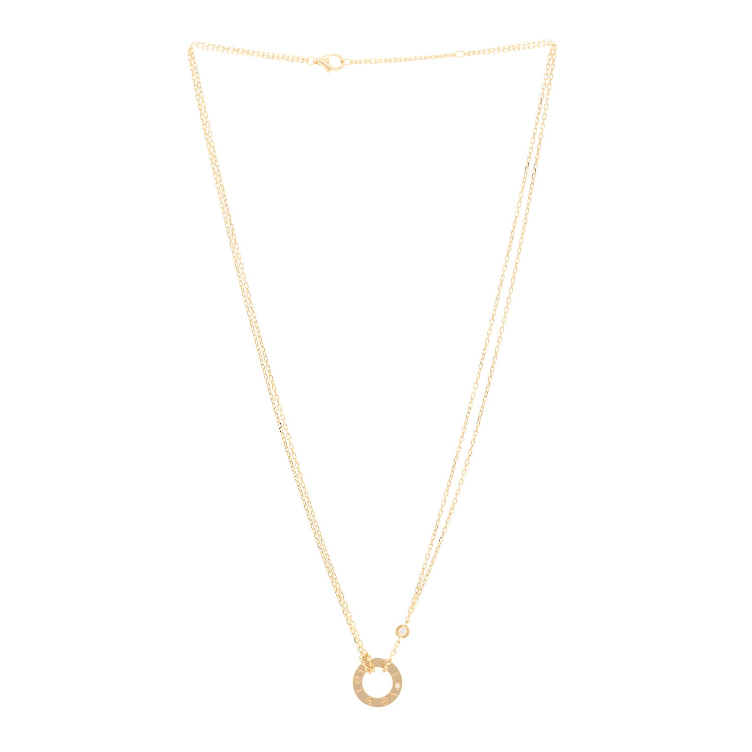 Cartier 18K Yellow Gold 2 Diamond LOVE Necklace 3 of 4