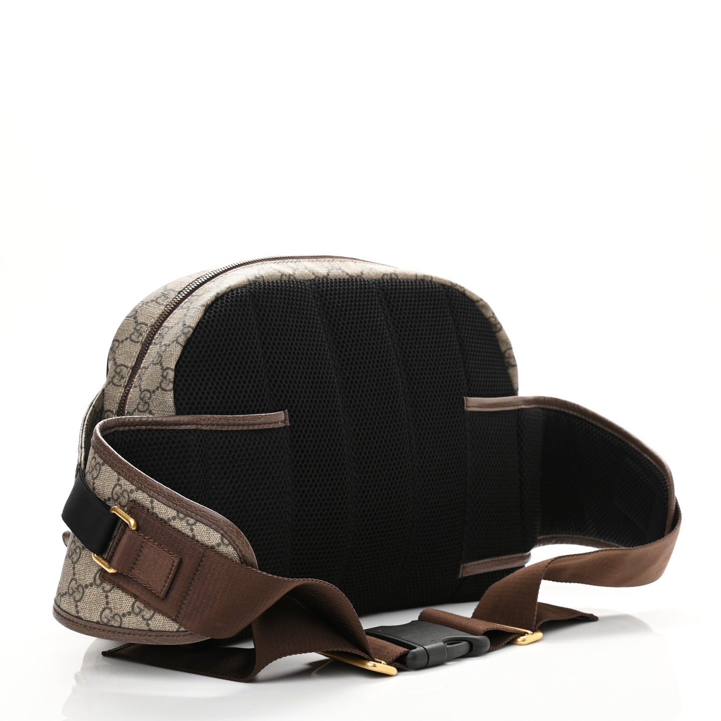 Soft GG Supreme Monogram Textured Dollar Calfskin Web Ophidia Pouch Pocket Belt Bag 95 38 Beige Ebony New Acero Black