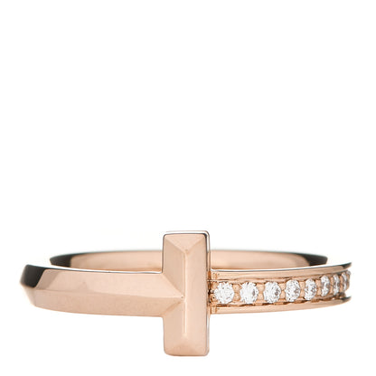 Tiffany 18K Rose Gold Diamond T T1 Ring 53 6.25 1 of 6