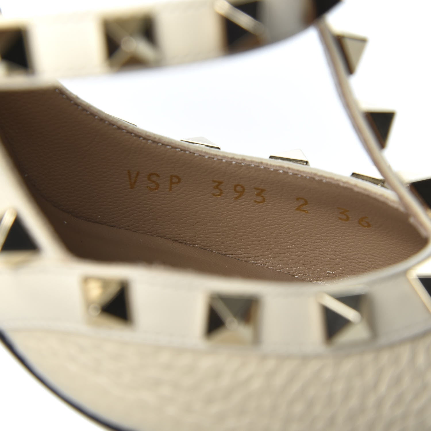 Valentino Garavani Pebbled Calfskin Rockstud Ankle Strap Pumps 36 Ivory 9 of 11
