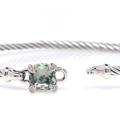 David Yurman Sterling Silver Prasiolite Diamond 8mm Chatelaine Bracelet 8 of 12