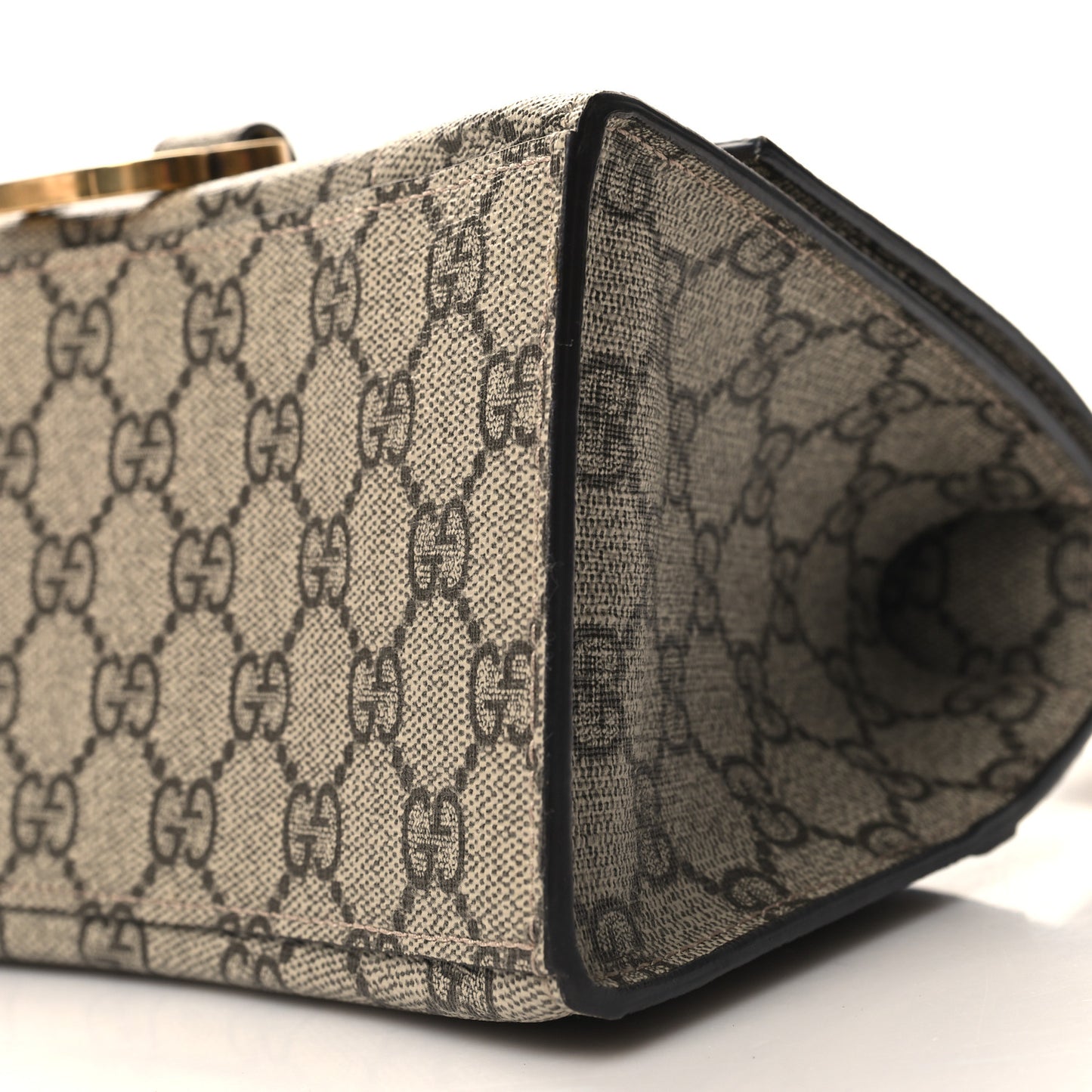 X GUCCI GG Supreme Monogram Small Hourglass Top Handle Bag Beige Ebony