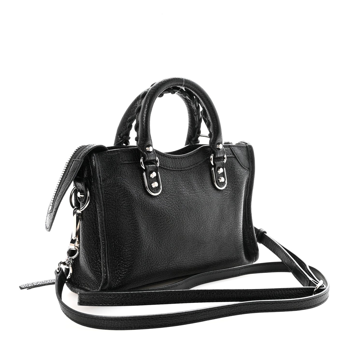 Chevre Silver Metallic Edge Hardware Nano City Black