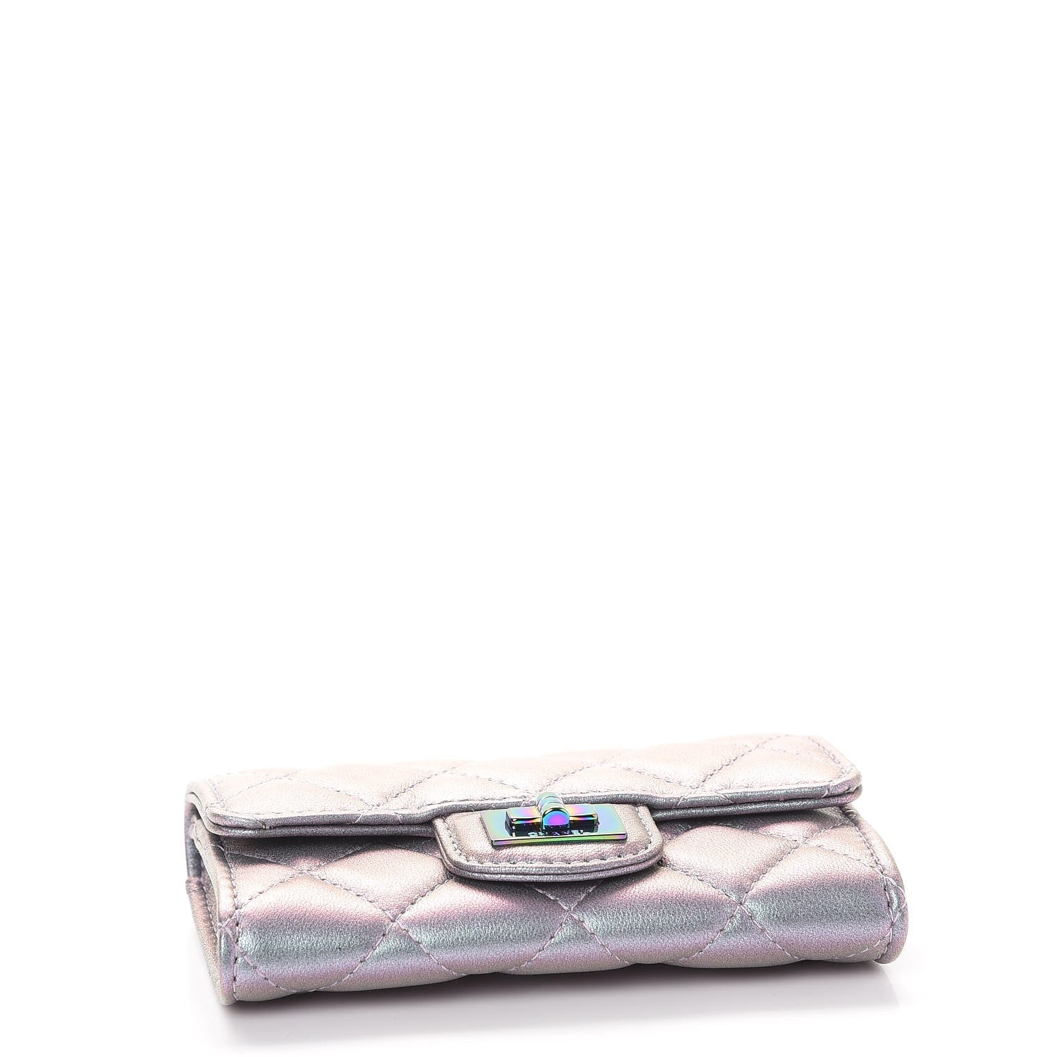 Chanel Iridescent Lambskin Quilted Reissue Flap Card Holder Light Purple 4 of 9