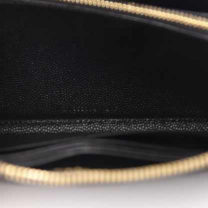 Saint Laurent Grain De Poudre Matelasse Chevron Monogram Zip Around Wallet Black 7 of 8