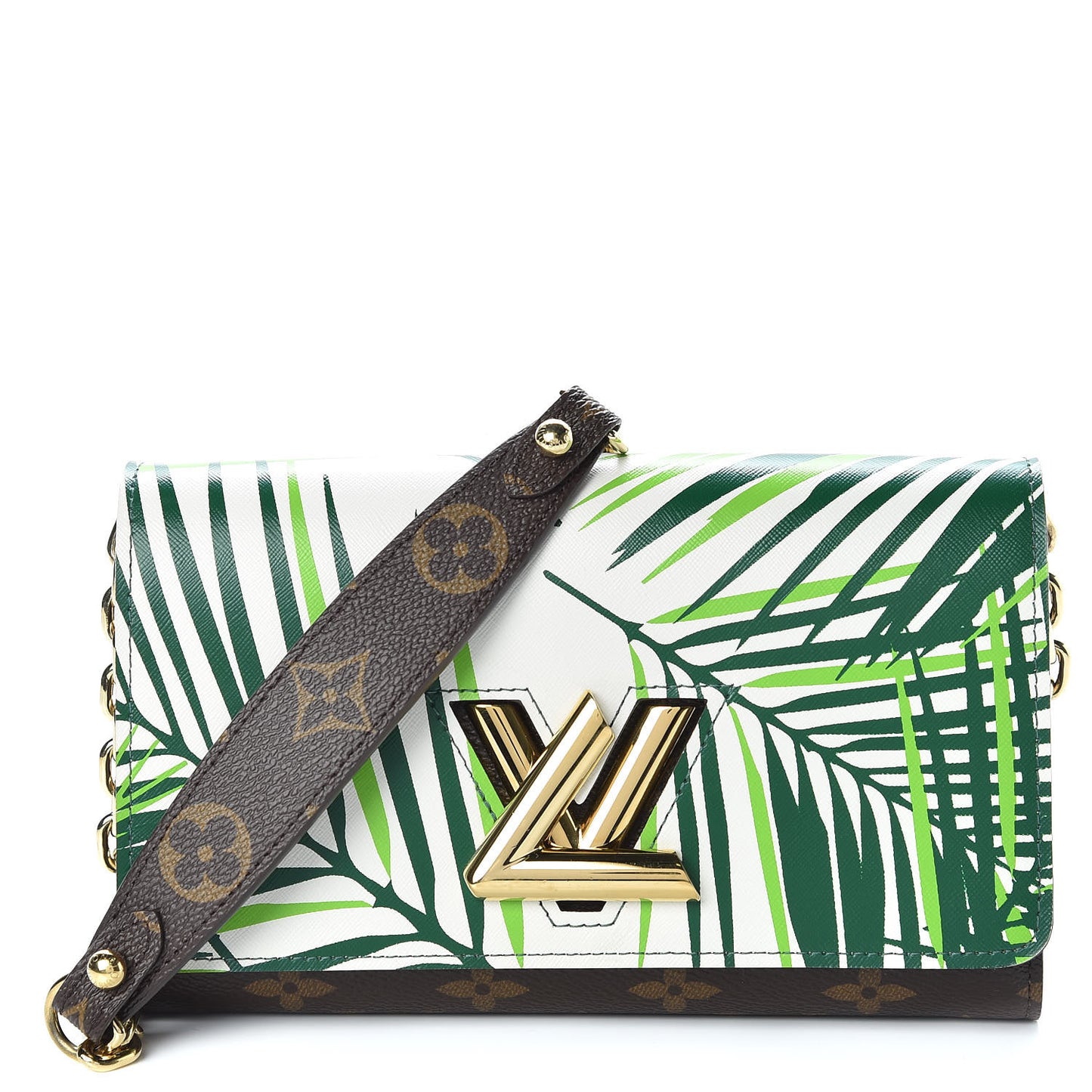 Monogram Palm Twist Chain Wallet Vert White