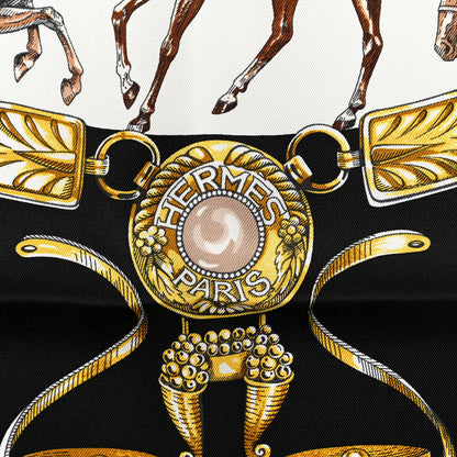 Hermes Silk Cavalcades Scarf 90 Vert Black Brun 2 of 5
