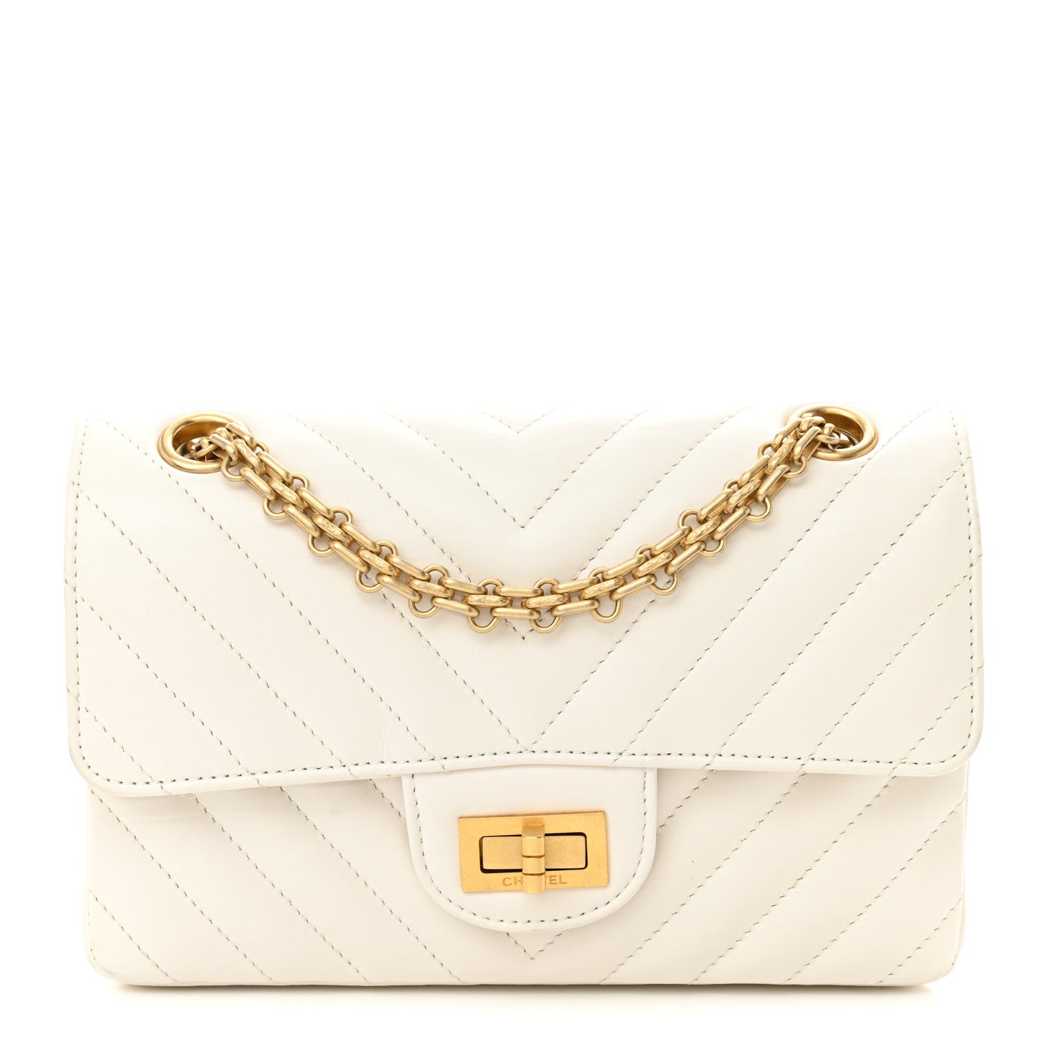 Chanel Aged Calfskin Chevron Quilted 2.55 Reissue Mini Flap White 1 of 15