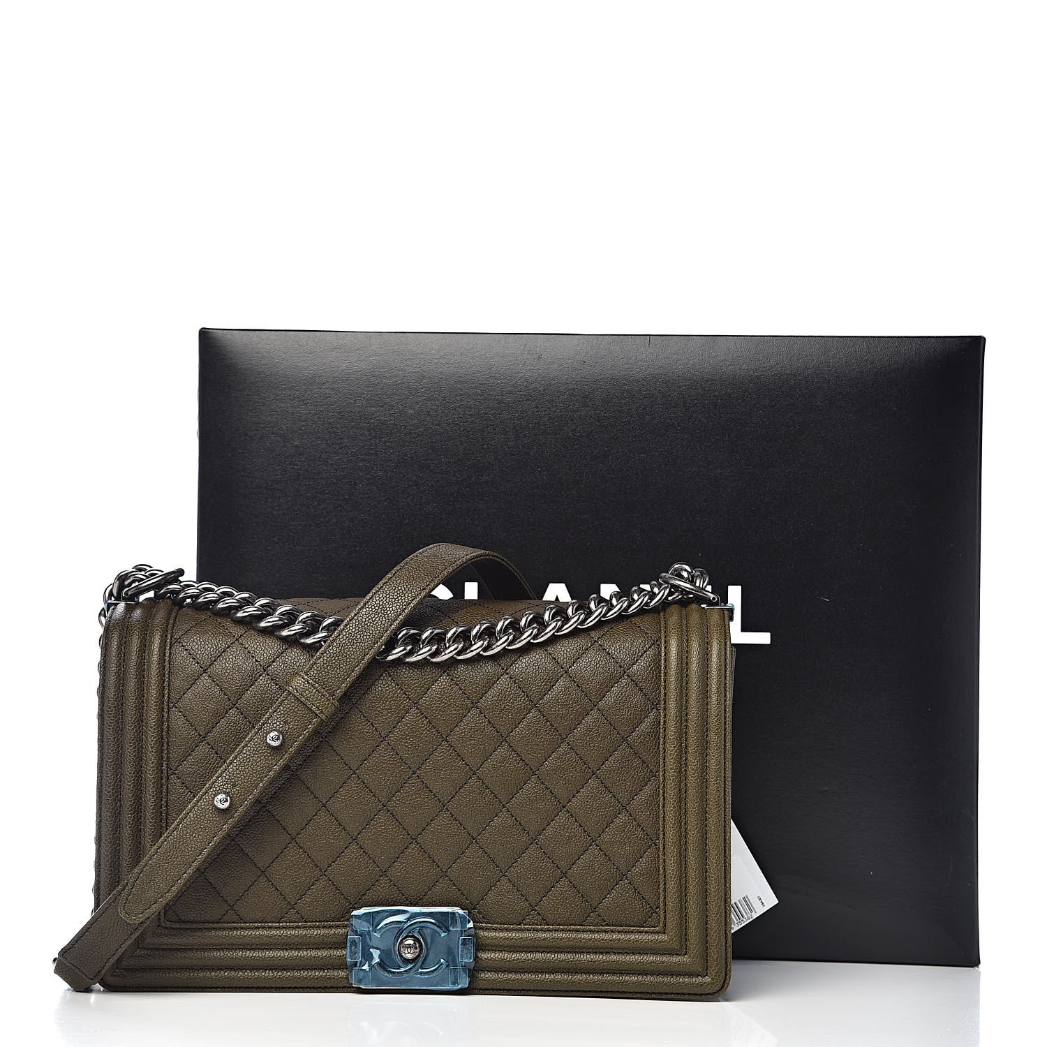 Chanel Caviar Quilted New Medium Boy Flap Khaki 12 of 12