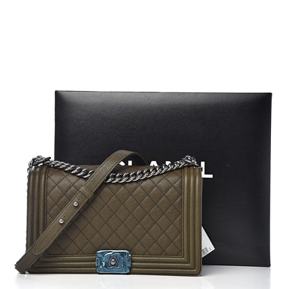 Chanel Caviar Quilted New Medium Boy Flap Khaki 12 of 12