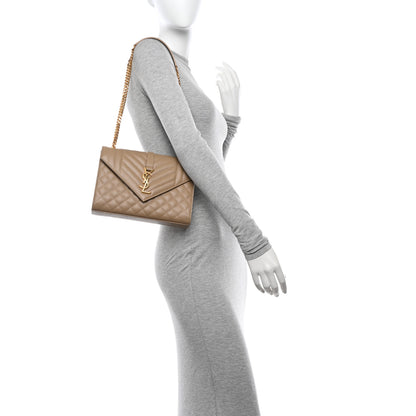 Saint Laurent Grain De Poudre Textured Mixed Matelasse Medium Triquilt Monogram Satchel Dark Latte 2 of 12