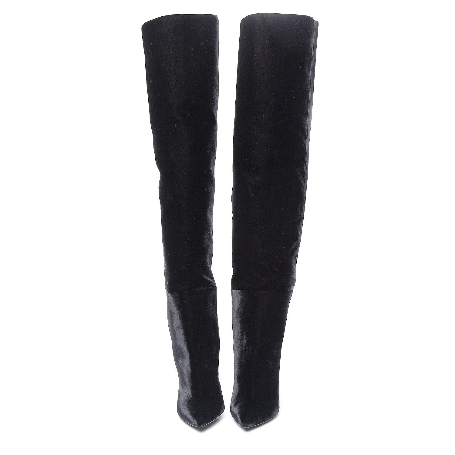 Saint Laurent Velvet Niki 105 Thigh High Boots 38.5 Black 2 of 9