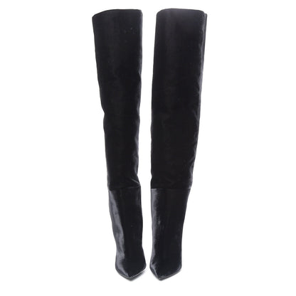 Saint Laurent Velvet Niki 105 Thigh High Boots 38.5 Black 2 of 9